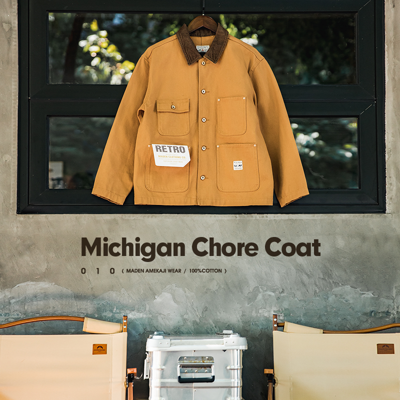 Maden Vintage Heavyweight Michigan Chore แจ็คเก็ต Multi-Pocket Canvas เสื้อล่าสัตว์สําหรับชายฤดูใบไม้ร่วงหลวมปก Outwear