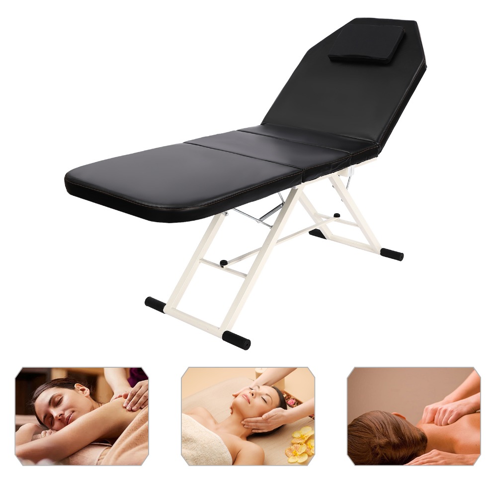 Adjustable Backrest Massage Table Beauty Couch Bed 3 Folded Spa Salon Foldable Chairs For Treatment Healing Folding Pvc Leather