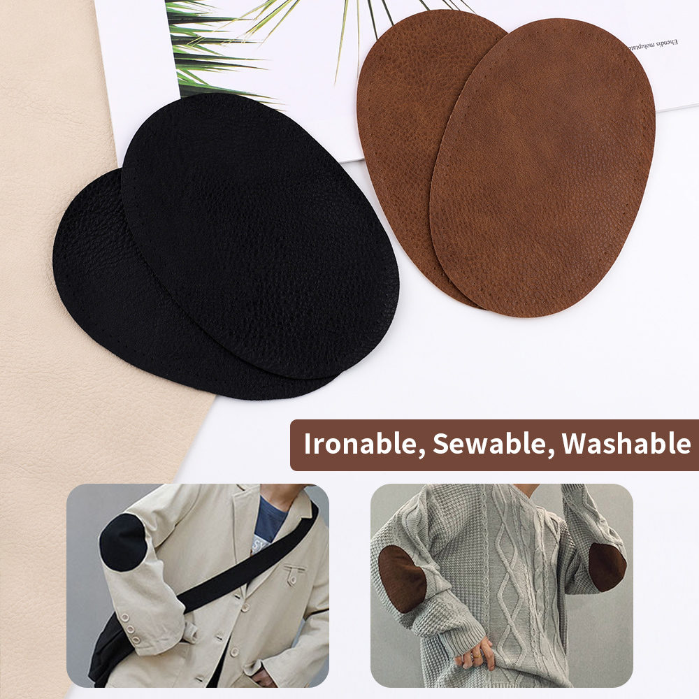 2Pcs Solid Color Suede Leather Small Lychee Grain Elbow Cloth Multiple Color Options Handmade Accessories For Man And Women