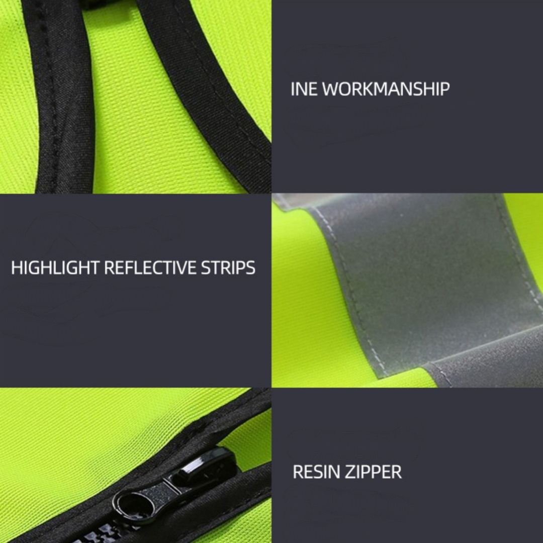 Grid Summer Reflective Safety Vest High Visibility Night Work Security Sleeveless Construction Workwear Zipper Pockets Adults