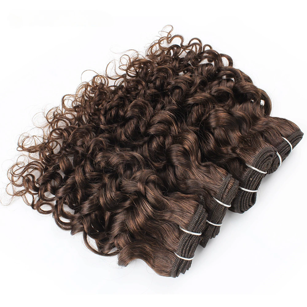 2/4 Chiếc Sóng Nước Tóc Bó 50 Gam/cái Nâu Đen 10 12 Inch Ngắn Bob Phong Cách Remy Tóc Của Con Người dệt Phần Mở Rộng