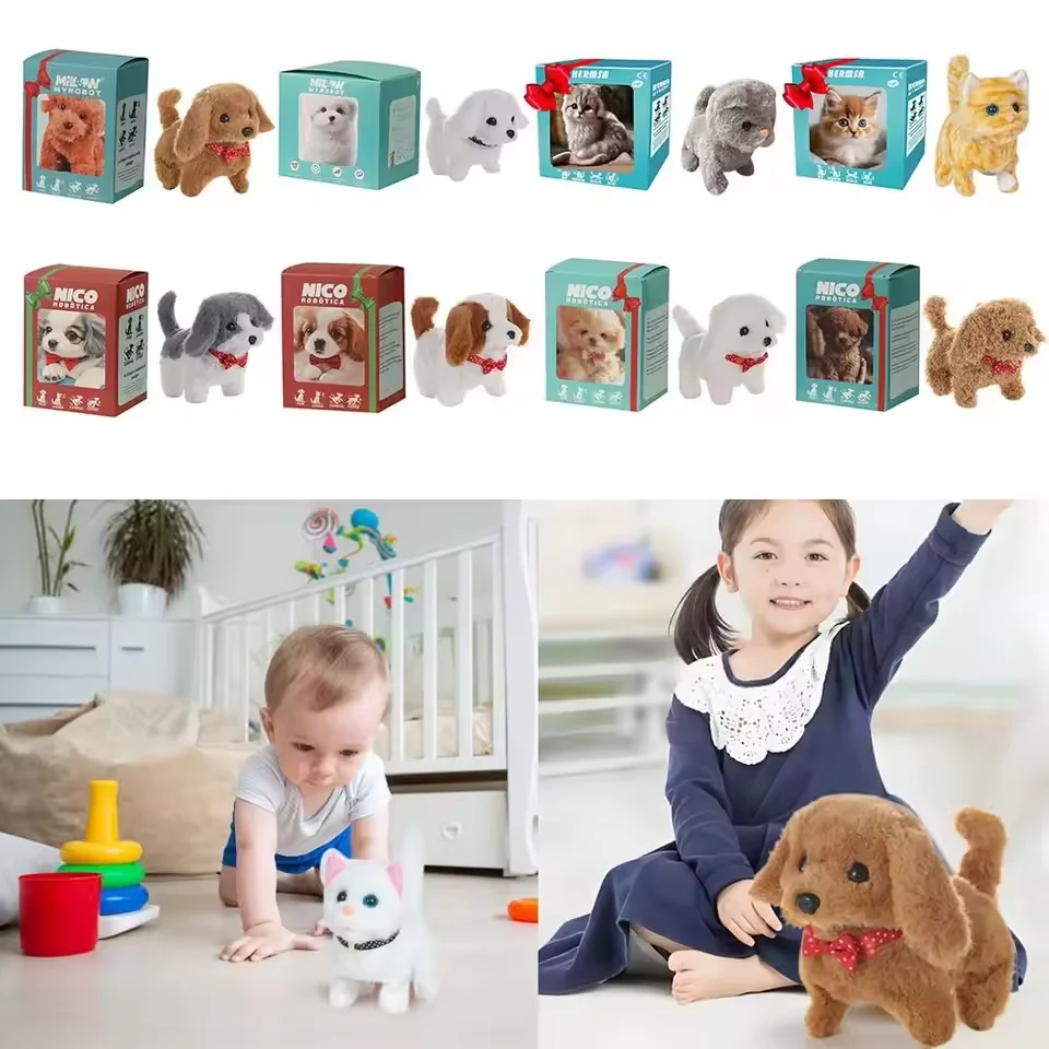 Electronic Robot Plush Dog With Realistic Movement Simulation Robot Dogs Barking Tail Wagging Pets Dog Toy Kids Educational Gift