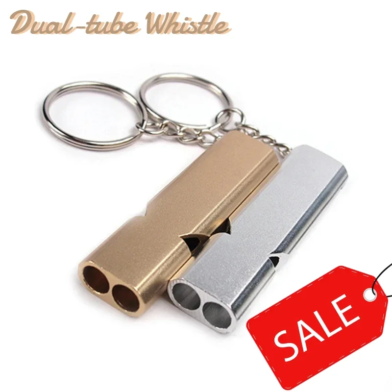 1pc Dual-rohr Überleben Pfeife Ultimative Rettungsschwimmer Camping Sichere Überleben Pfeife Leichte Aluminium Legierung Laut Wasserdicht