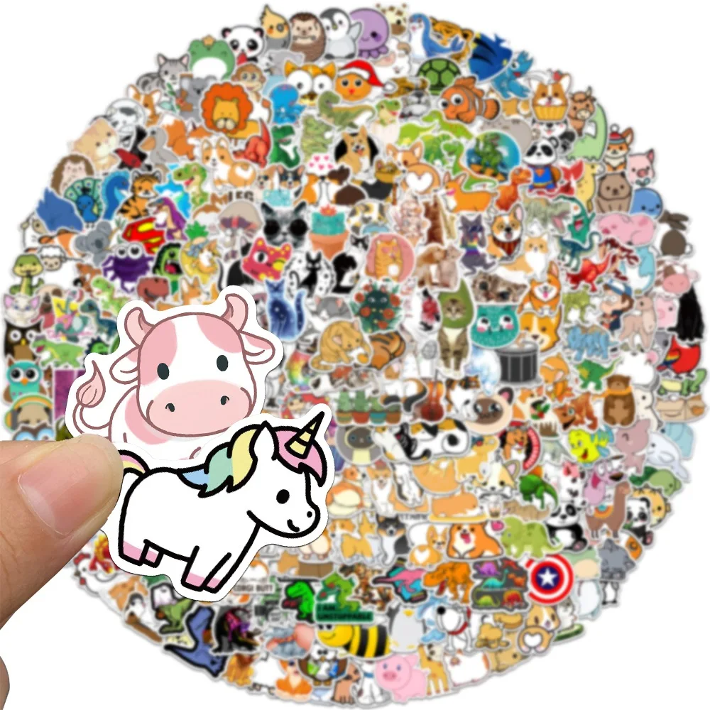 100/300PCS 믹스 귀여운 만화 동물 낙서 스티커 DIY 전화 기타 노트북 노트북 가방 컵 방수 스티커 어린이 장난감