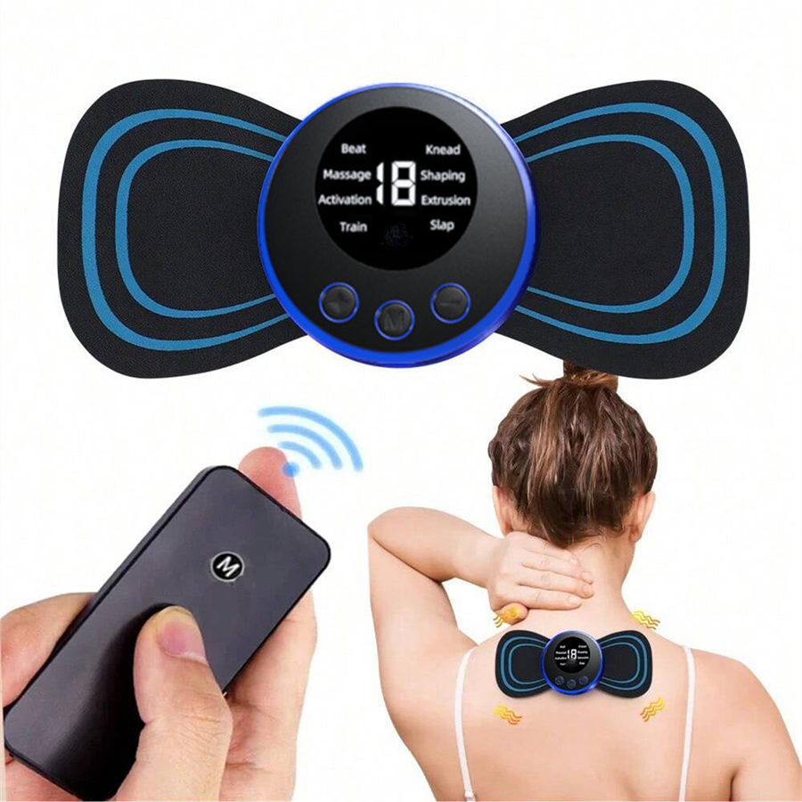 Display lcd ems pescoço maca massageador elétrico 8 modo massagem cervical remendo pulso estimulador muscular portátil alívio da dor