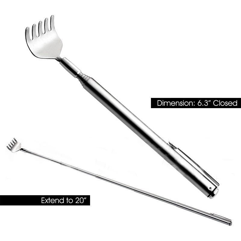 Práctico Kit de masaje para rascar bolsillo telescópico, rascador de acero inoxidable, práctico rascador de espalda con Clip, masajeador de espalda relajante
