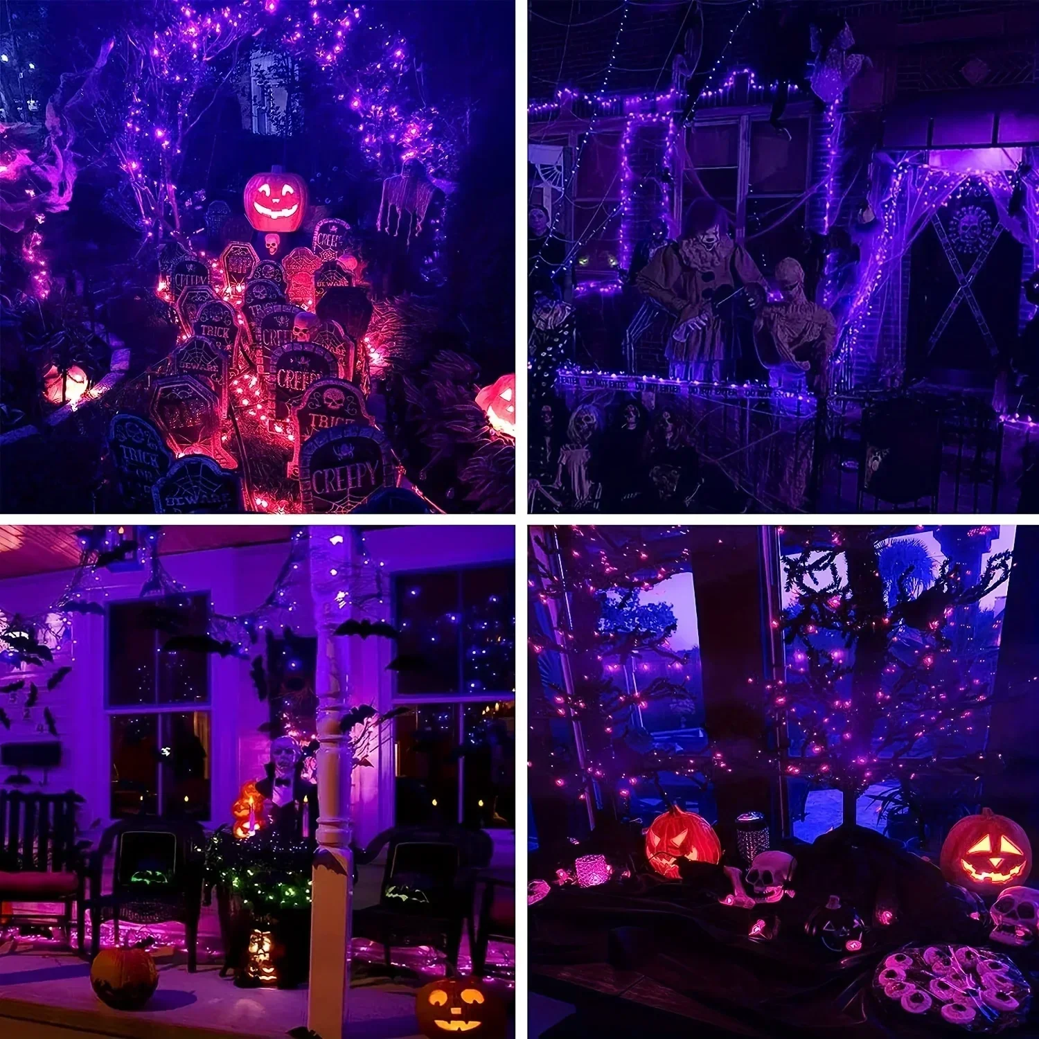 100/200 LED Filo nero Luce della stringa Halloween Viola Fata Luce della stringa 8 modalità Matrimonio interno Ghirlanda di Natale Decorazione del partito