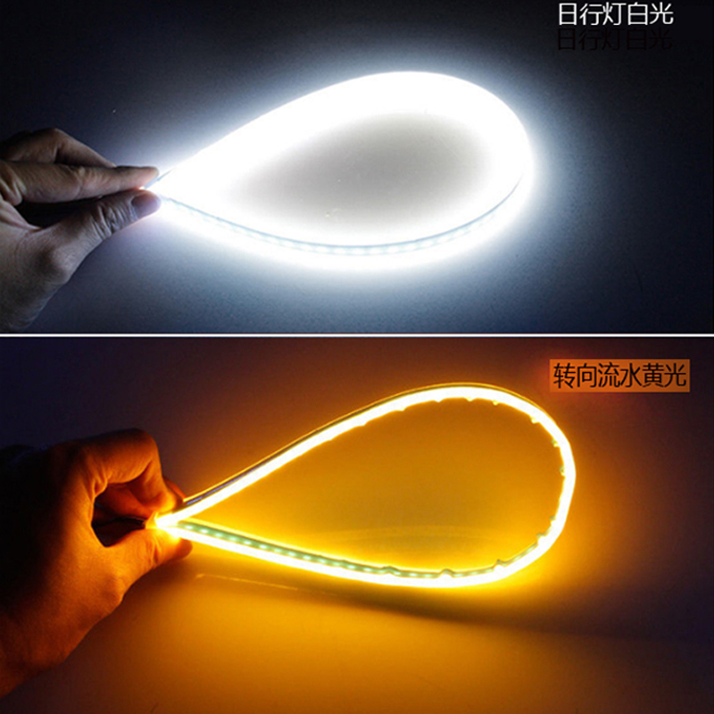 Led drl carro luz de circulação diurna flexível tira à prova dwaterproof água faróis automáticos branco sinal volta luzes fluxo freio 12v