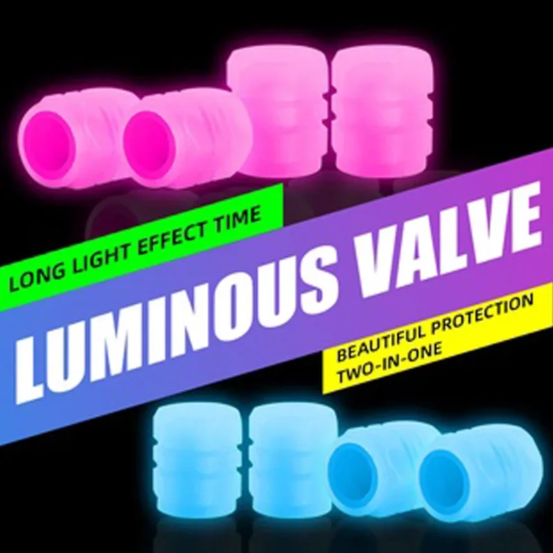Tapa de válvula de neumático de coche luminosa, cubierta nocturna fluorescente, tubo Universal para motocicleta y camión, tapa de válvula de bicicleta, 8 Uds.