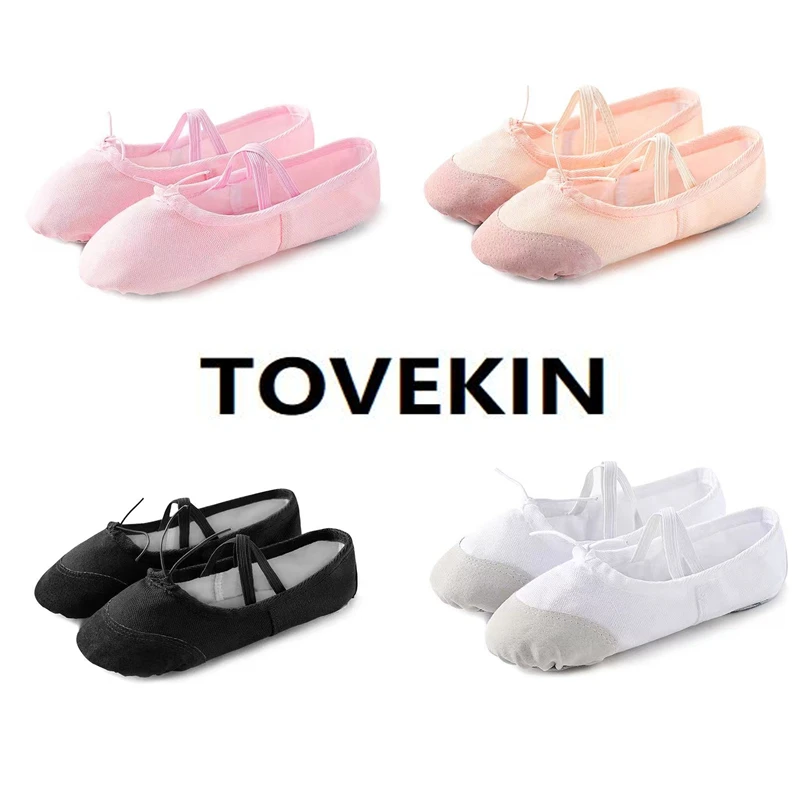 Bailarinas para niñas, zapatos clásicos de lona con suela dividida para baile, gimnasia, zapatos de Yoga para niños, zapatos de baile para mujeres