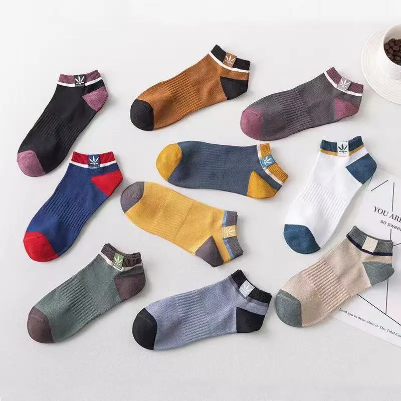 5/10/20 paar unisex kleurblok zijlabel bootsokken zacht comfortabel ademend geurbestendig sportstijl casual paar sokken