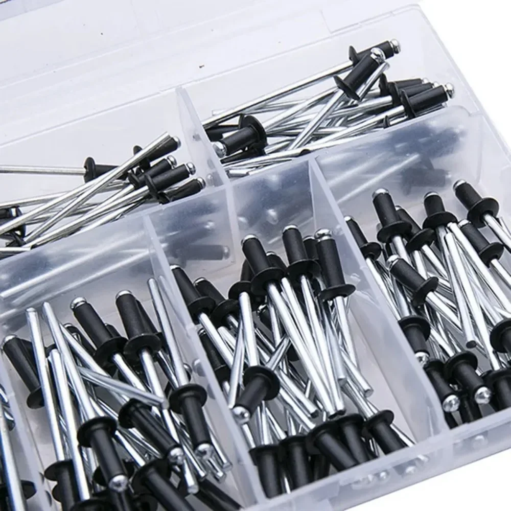 120 pçs/caixa m2.4 m3 m3.2 m4 preto puxar prego aberto núcleo de alumínio rebite decoração prego puxar rebite