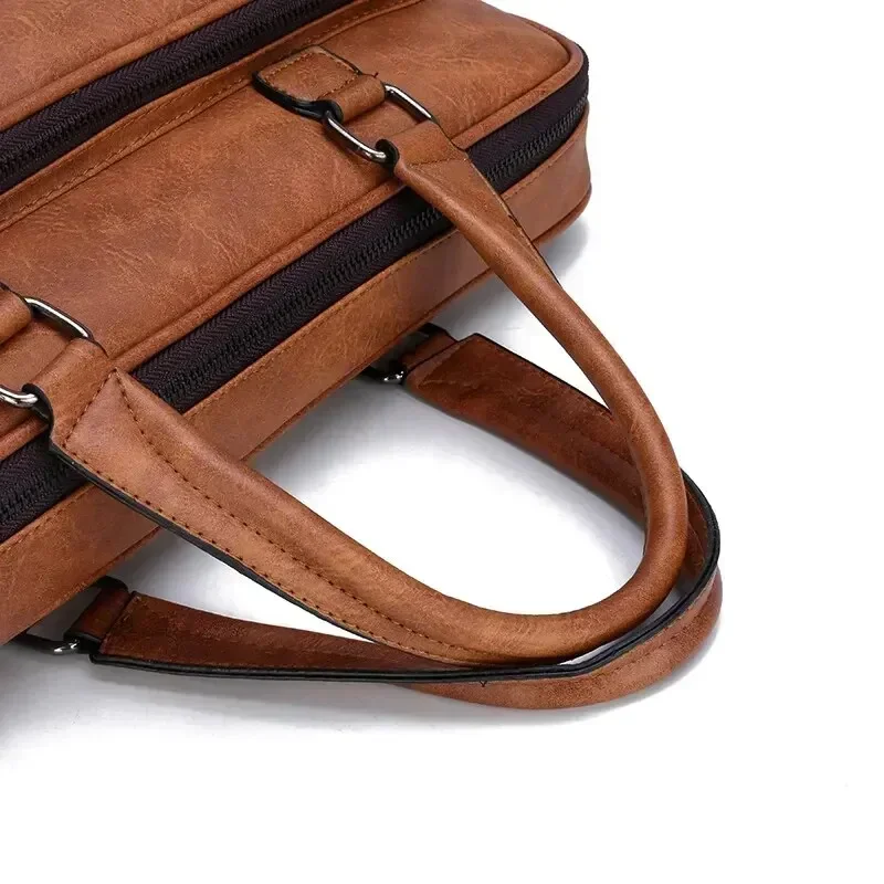 Borsa a tracolla in pelle PU Borsa per documenti a tracolla portatile casual e impermeabile di grande capacità per borsa per laptop da uomo