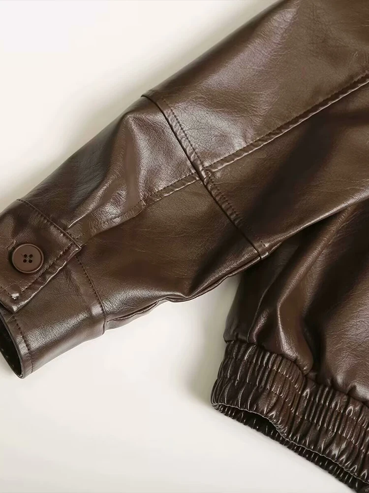 レザージャケット女性のための 2024 春と秋の新アメリカンスタイルのハイエンドオートバイ PU レザージャケットショートコート