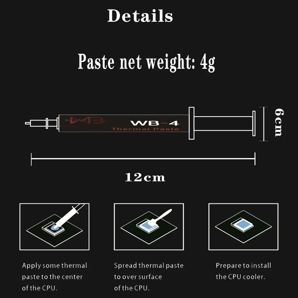 Wovibo Dán Giữ Nhiệt WB-4 WB 4 4G 1G 17 Wát/mét-K Cho CPU GPU Máy In Tản Nhiệt Làm Mát đế Tản Nhiệt Dầu Mỡ Hợp Chất Dẻo Silicone