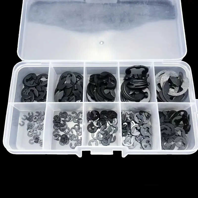120 Stück schwarz 1,5 offener Sicherungs ring E-Typ Sicherungs ring offene Sicherungs ring Unter leg scheibe E-Typ Schnalle Sicherungs ring m2.5-m10