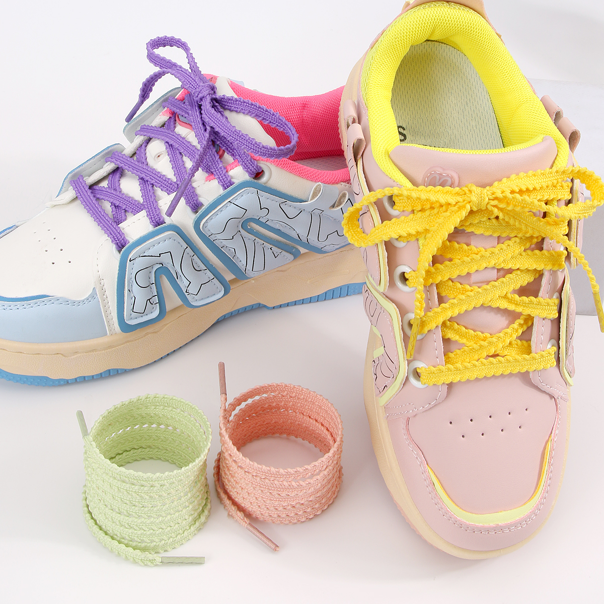 New Casual Sneakers tennis Flat Shoelaces Fashion Rope Shoelace for Shoes ‌‌Solid Color Flat Woven Laces Shoes Accessories