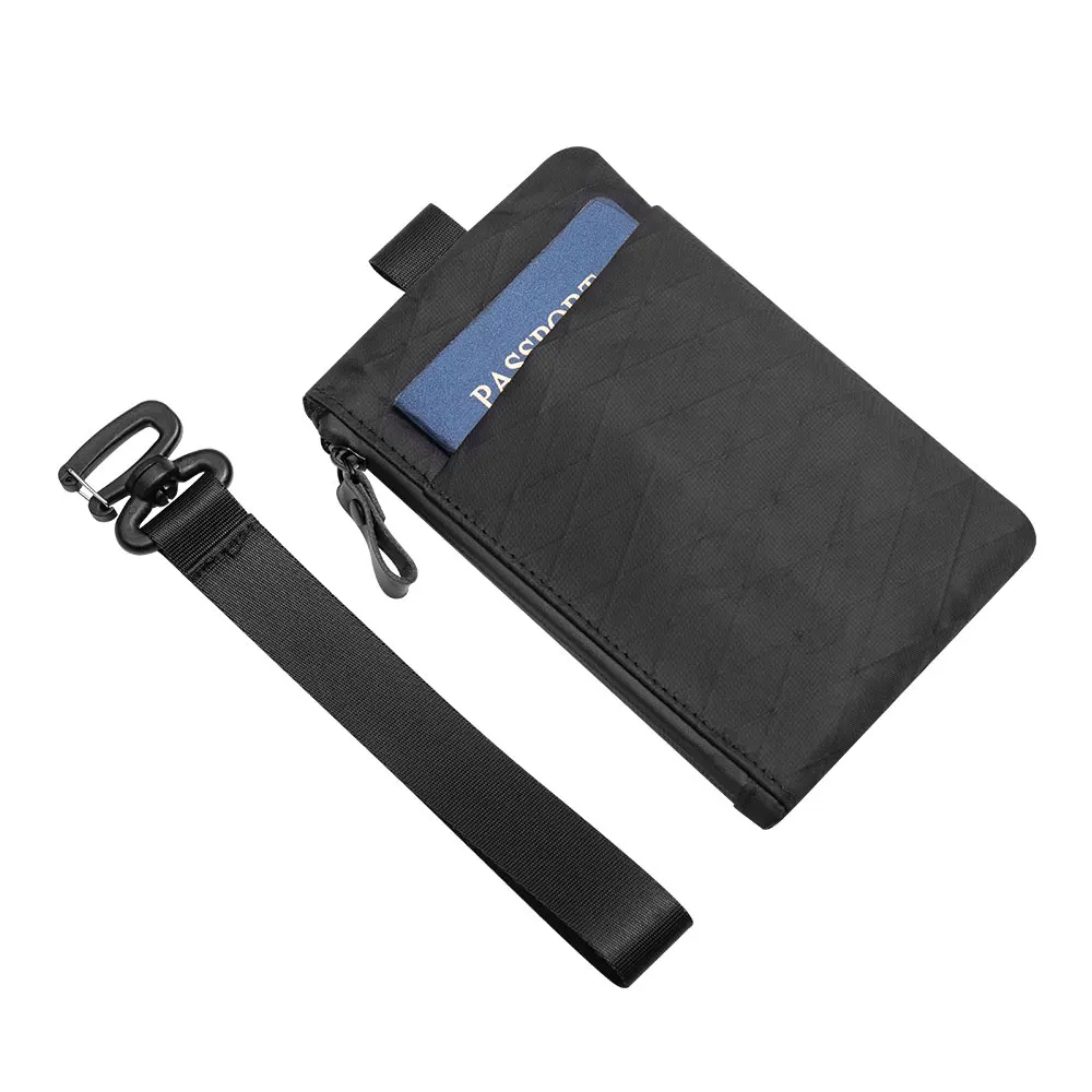 Embrague con cremallera con pulsera, porta pasaporte, cartera con cremallera y portador EDC, resistente a la intemperie y con bloqueo RFID, 3 ranuras externos