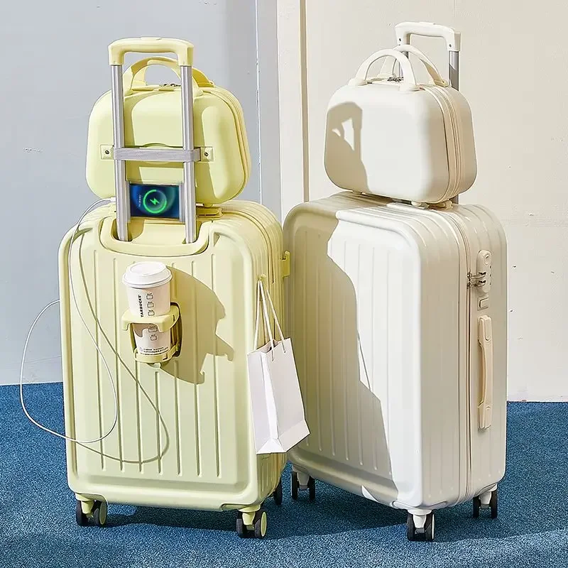 Mala Combinada de Grande Capacidade para Mulher, Forte e Durável, Bagagem de Viagem Estudantil, Caixa de Senha, Trolley, Novo, 2022, Combinação