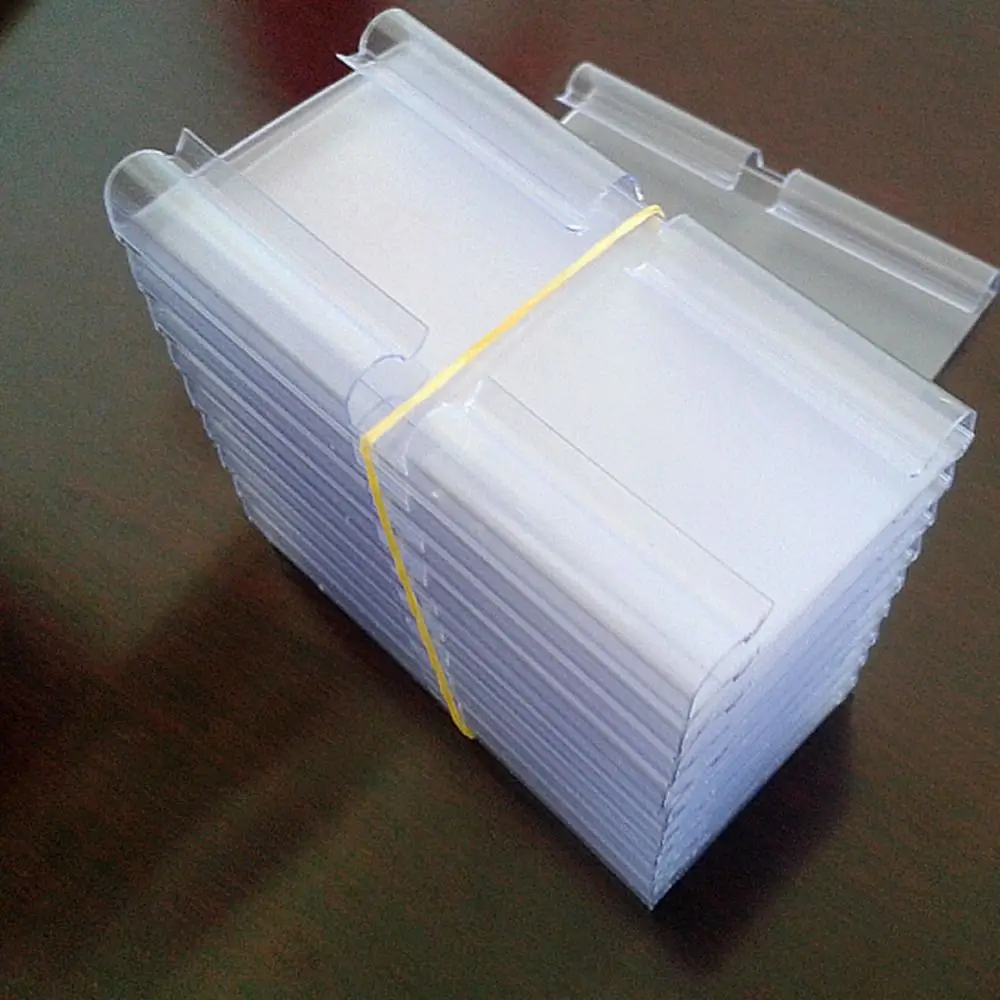 50PCS Plastic Price Tag Holder Double line hook Signage Price Tag Display Holders Multifunctional Transparent