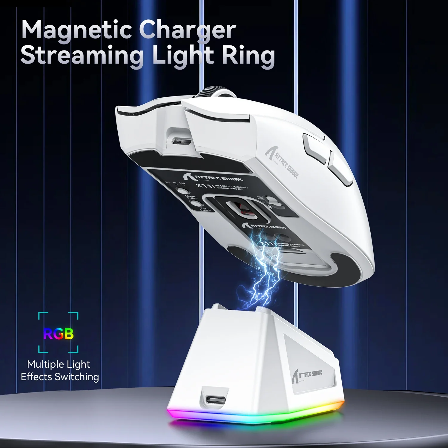 Attack Shark X11 PAW3311 Wireless Bluetooth Mouse, 2.4G 400IPS RGB PC Gaming Mouse
