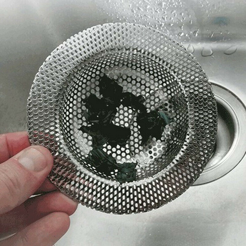 Kitchen Sink Filter Stainless Steel Mesh Sink Strainer Filter Bathroom Sink Strainer Drain Hole Filter Trap Waste Screen Mesh