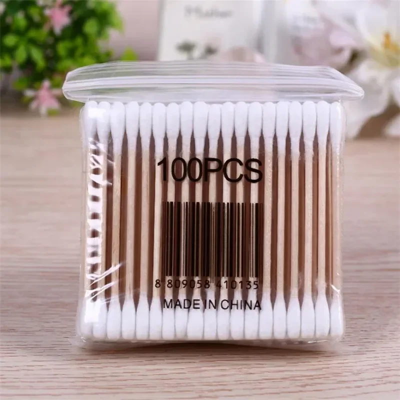 100/200/1000pcs Double Ended Cotton Swab Ear Remover Wooden Stick Makeup Remover Beauty Stick Makeup Remover Ear Remover ﻿