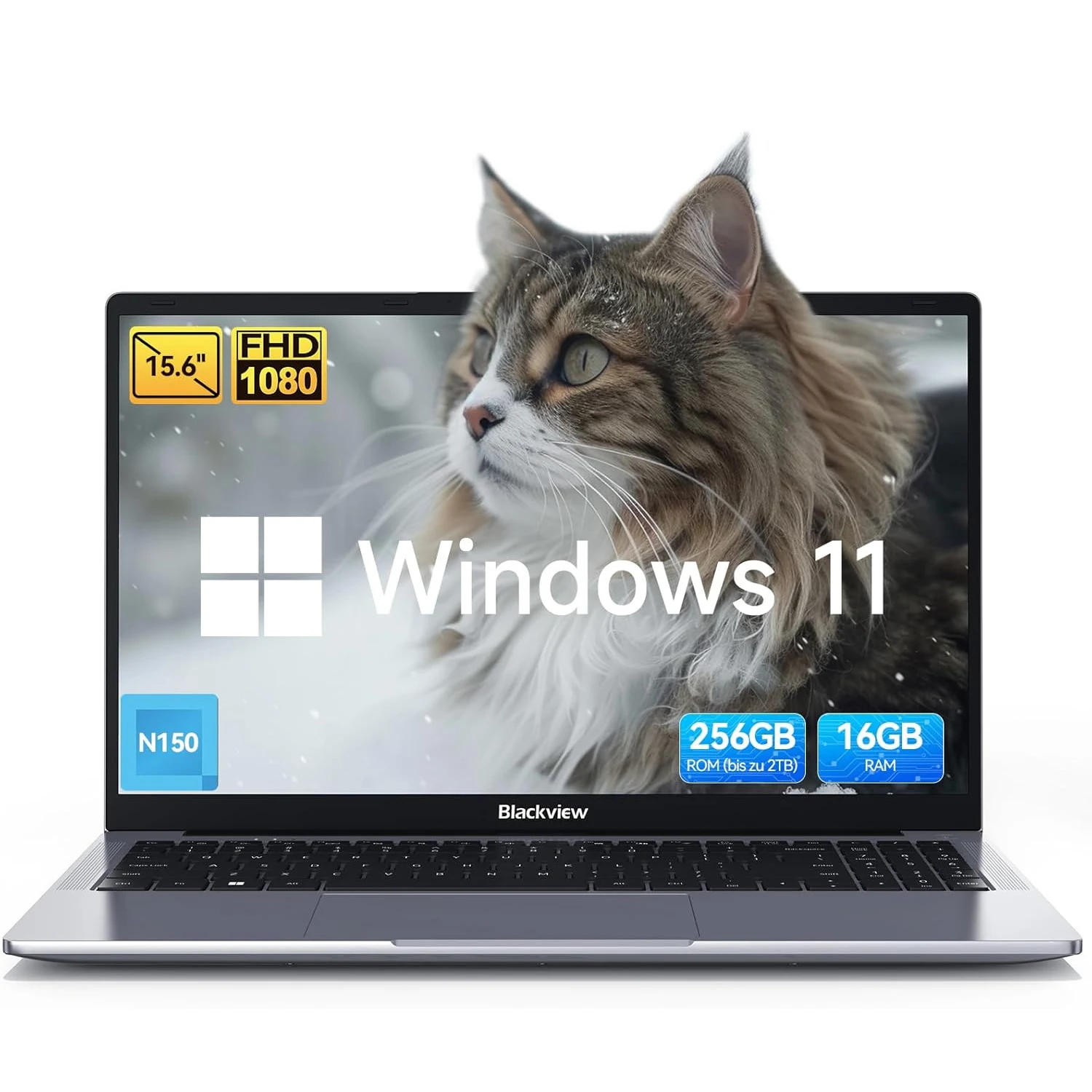 Laptop Blackview Acebook 6 15,6 cala dla studentów biznesu, czterordzeniowy procesor N150 (lepszy niż N95) do 3,6 GHz, 16 GB RAM, 256 GB SSD