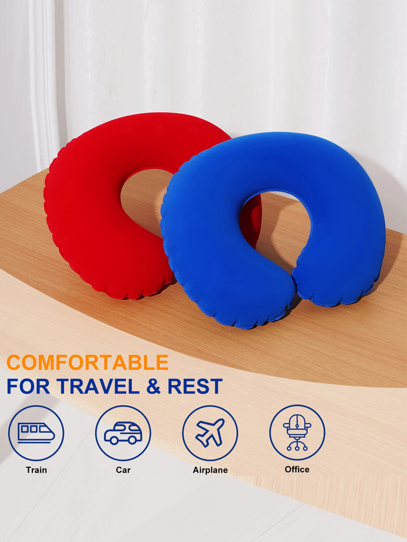 2 unids/pack almohada inflable en forma de U, almohada plegable portátil para el cuello para viajes, adecuada para viajes