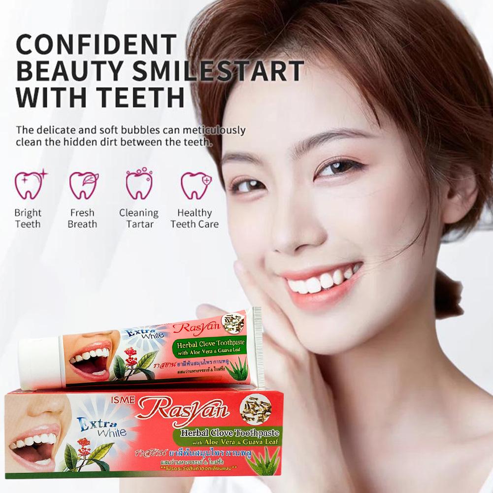 100G Thailand Toothpaste Teeth Whitening Antibacterial Tooth Clove Remove Stains Paste Flavor Mint Dentifrice Herb Oral