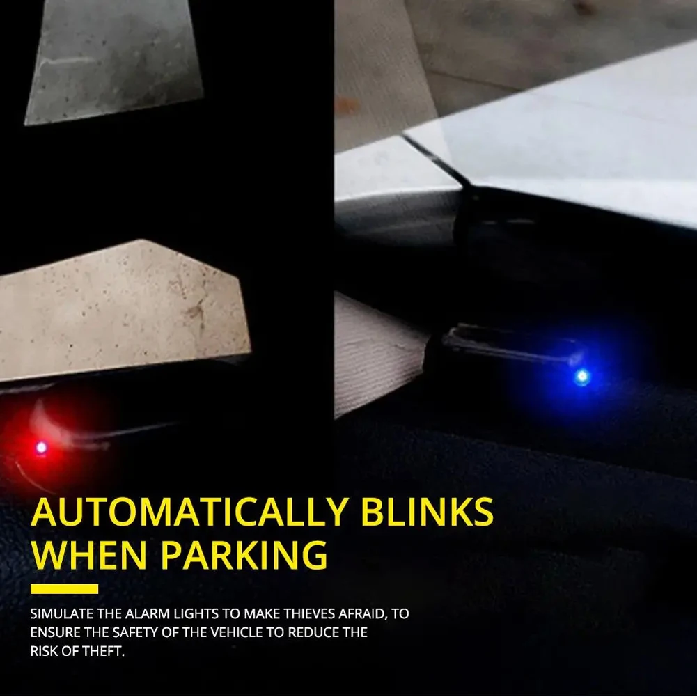 1/2pcs Auto Falsa Luce di Sicurezza Ad Energia Solare Simulato Allarme Fittizio Avvertimento Senza Fili Antifurto Attenzione Lampada LED Flash Imitazione