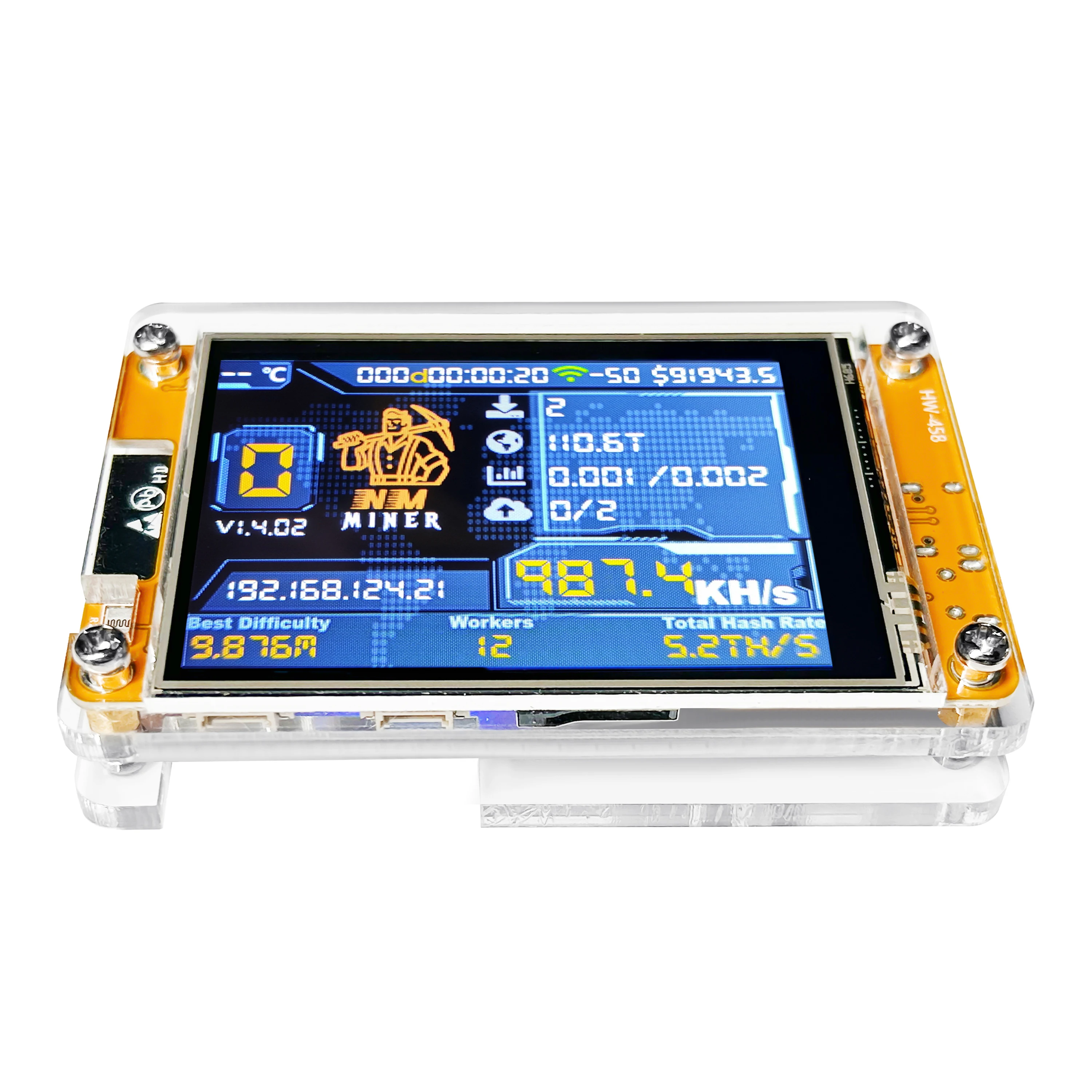 NMMiner Solo Lottery Hashrate 987KH/s Bitcoin Lucky Miner dla nerdów komputerowych 2.8 calowy Smart Display Crypto ESP32-2432S028R DROOM