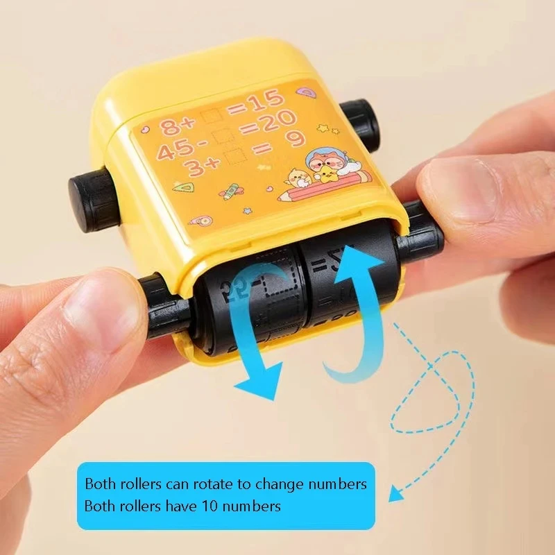 Mathe 2-in-1 Addition Subtraktion und Multiplikation Division Mathe-Stempelrolle für Kinder Doppelkopf-Digital-Lehrstempelrolle
