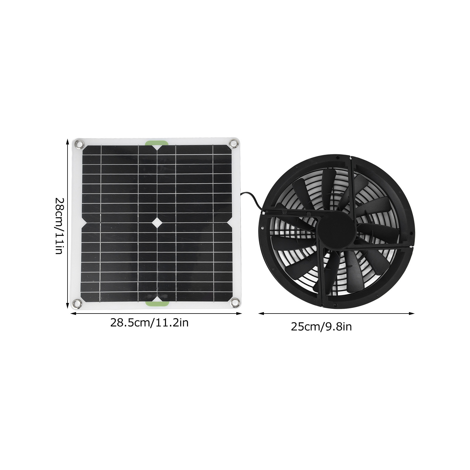 Painel solar impermeável Fan Kit, exaustão de ventilação redonda, galinheiro, estufa Shed, 10 ", 100W