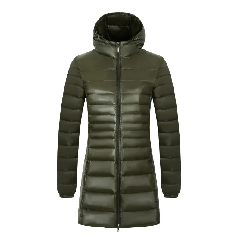 12 cores mulheres longo quente luz para baixo jaqueta senhoras moda com capuz com saco de armazenamento portátil puffer casacos femininos