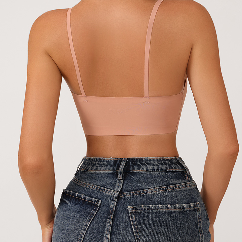 Novo design verão corte a laser sem costura sem fio push up sutiã básico colheita superior por prefeito acolchoado feminino sutiã de seda gelo sem costura