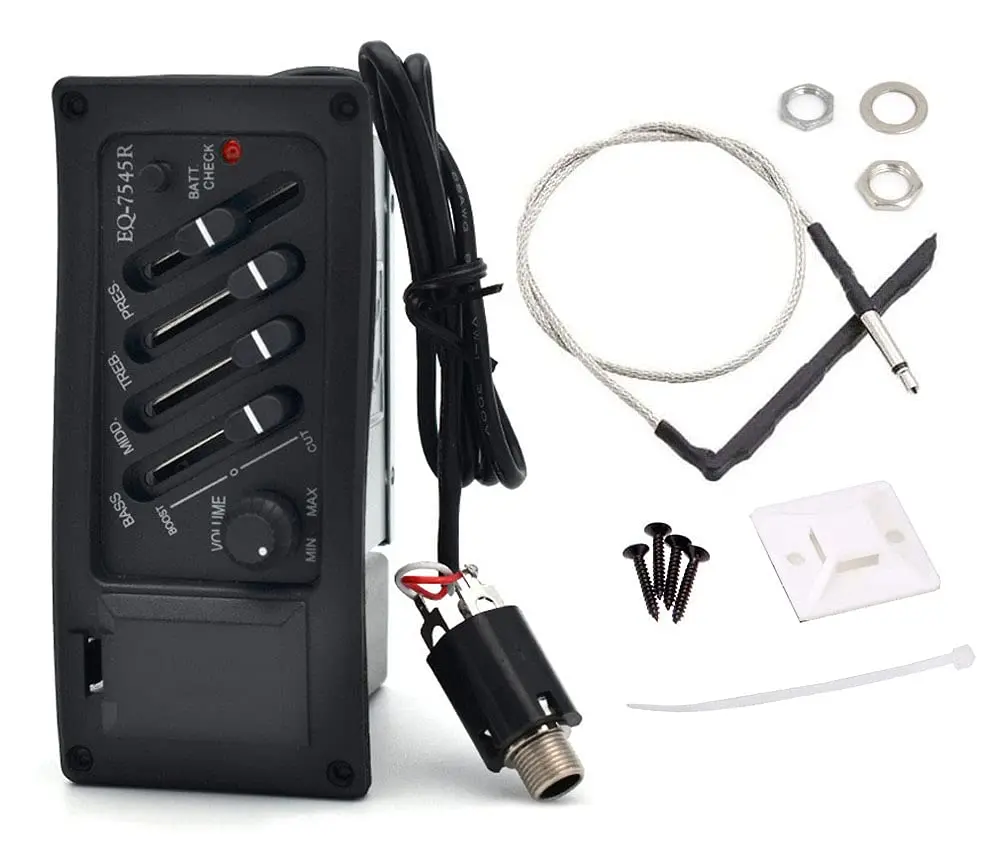 Preamplificatore per chitarra acustica a 4/5 bande EQ Equalizzatore Amplificatore sintonizzatore pickup piezoelettrico