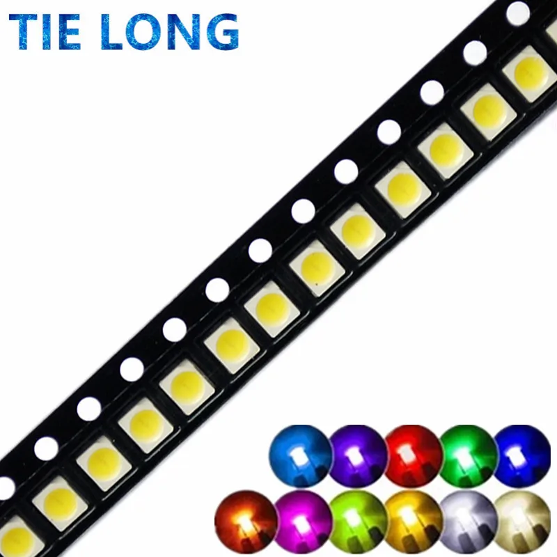 100 Stück 1210 3528 SMD LED-Dioden Licht RGB Rosa UV Weiß Rot Gelb Grün Blau Orange 3,5*2,8*1,9mm