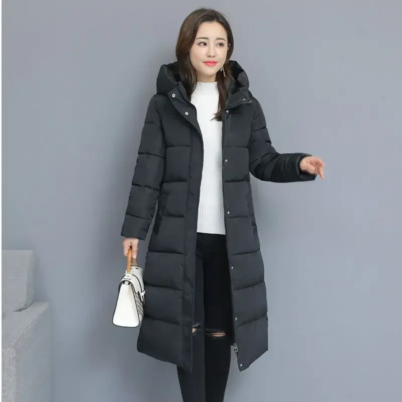 Abrigo de algodón grueso para mujer Chaqueta de invierno elegante de longitud media