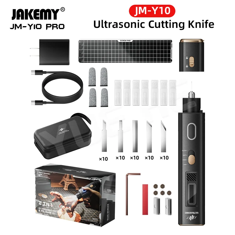 เครื่องตัดอัลตราโซนิก JAKEMY JM-Y10 PRO 2 in 1 อันทรงพลัง เครื่องมือแกะสลักไฟฟ้า DIY เครื่องมือตัดอเนกประสงค์สำหรับงานอุตสาหกรรม