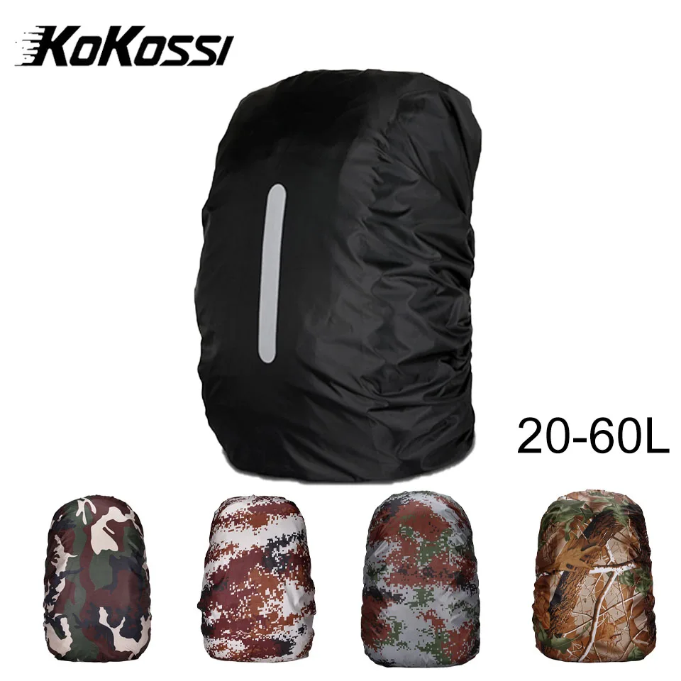 KoKossi 1 Uds 20L-60L mochila de escalada cubierta de lluvia camuflaje reflectante bolsa impermeable al aire libre Camping senderismo bolsa cubierta antipolvo Unisex
