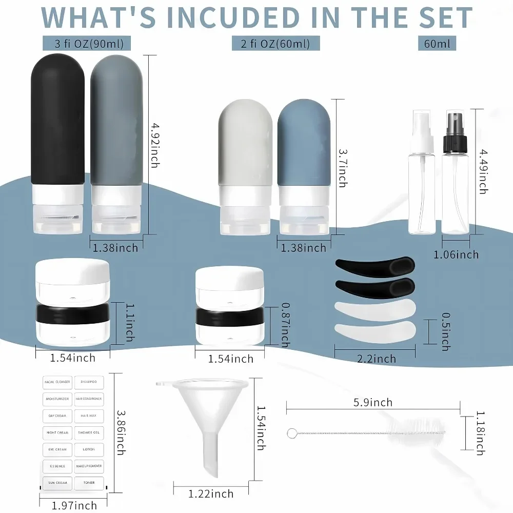 17pcs/4pcs Travel Bottle Set Leak-Proof Container Portable Refillable Toiletries Shampoo Conditioner Lotion Liquid Empty Bottles