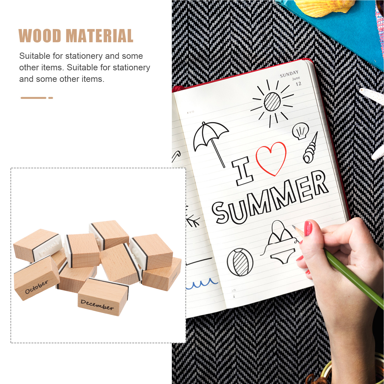 Holzstempelset Scrapbook Dekoration DIY Stempel Hochzeit Monatspapier Handgehalten