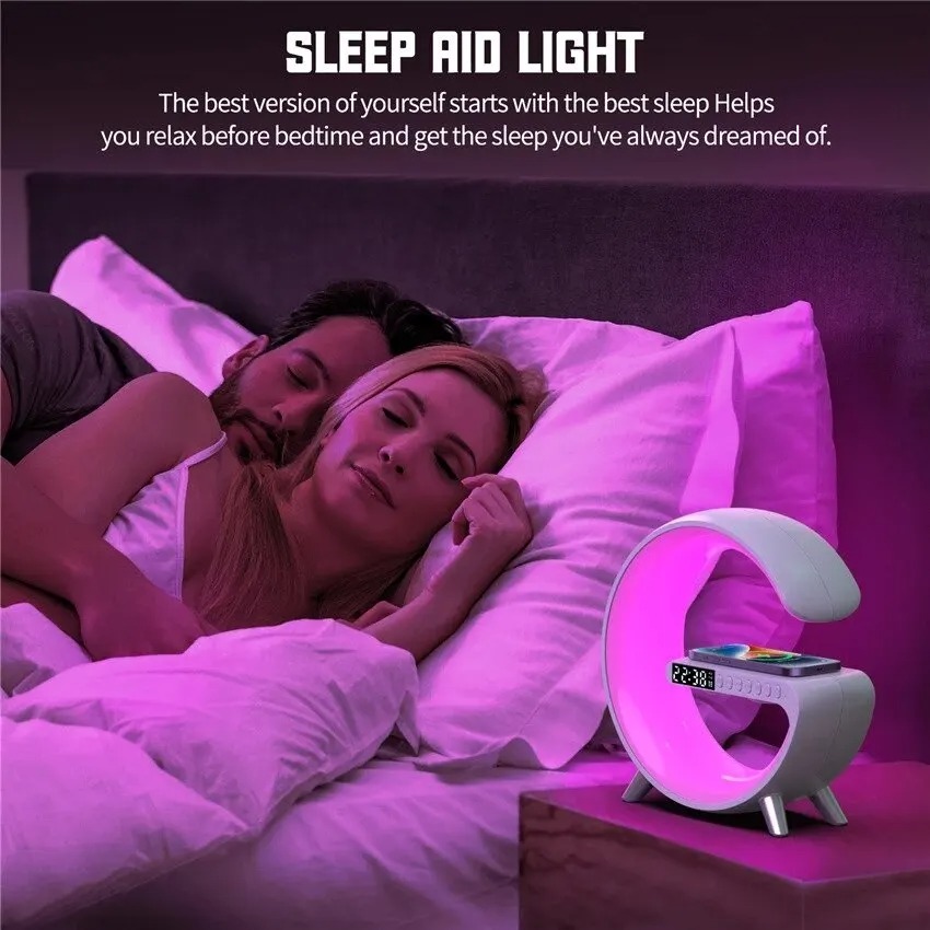 Luz G grande, cargador inalámbrico de luz inteligente, lámpara de escritorio de música, Audio G grande, Altavoz Bluetooth, luz ambiental de Color deslumbrante, luz nocturna