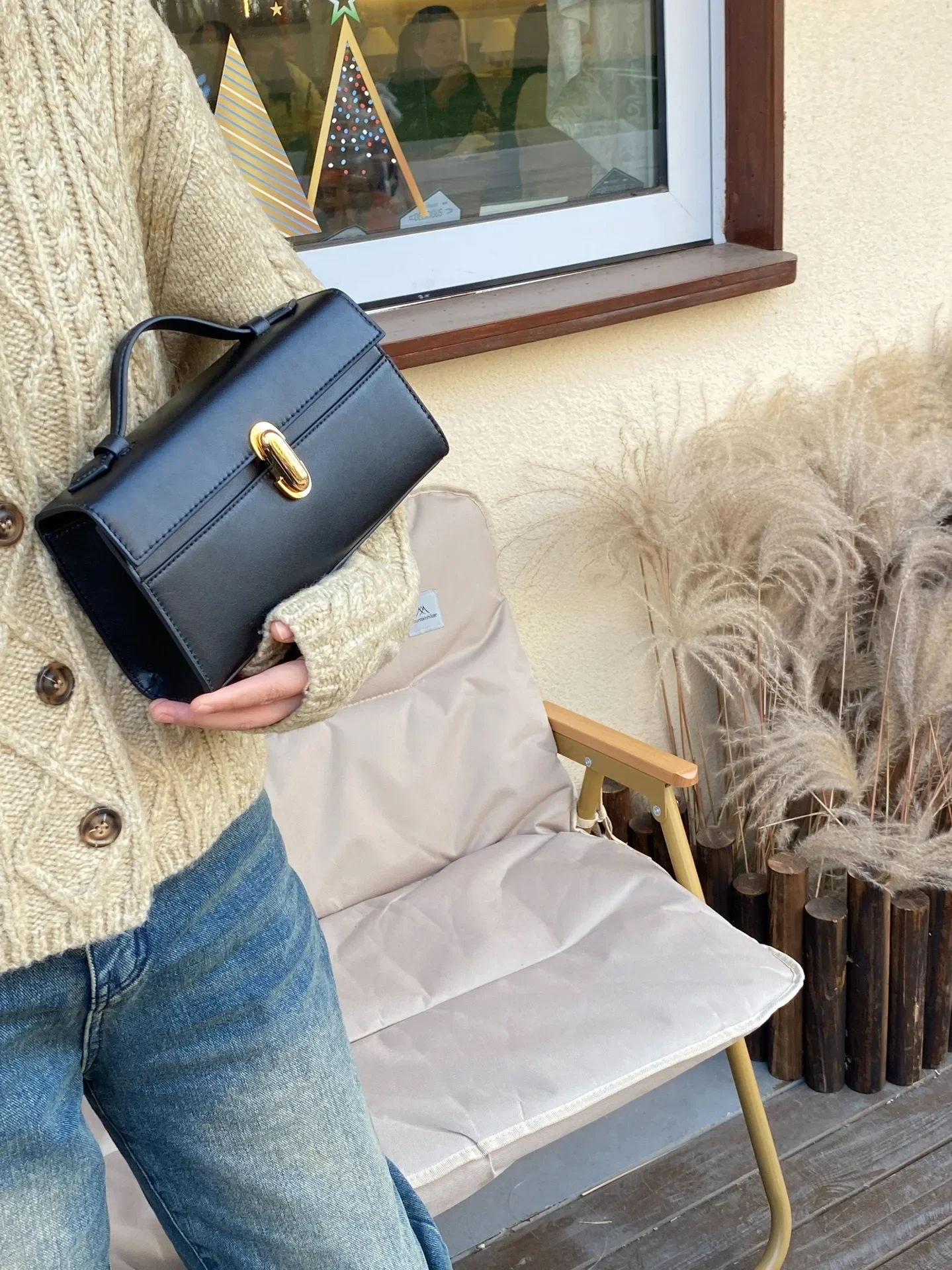 SAVETTE Brand New The Symmetry Pochette Genuine Leather Tote Women's Simple Handbag Small Square Row Bag Rectangular Bags