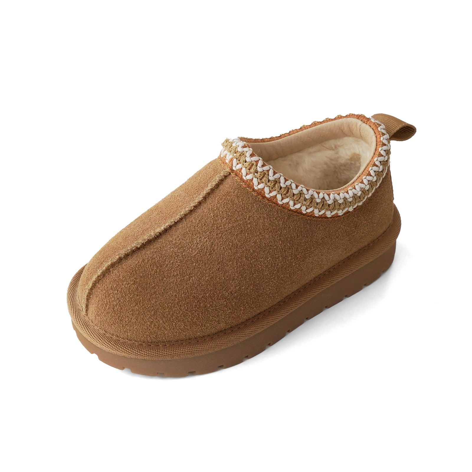 Botas de nieve bajas para niños, botas de cuero genuino para bebés, botas de nieve de piel gruesa Retro para niñas, zapatos de invierno antideslizantes para niños