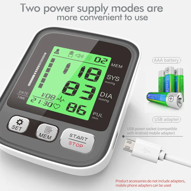 JianYouCare Màn Hình LCD Kỹ Thuật Số Cánh Tay Tensiometers Áp Đồng Hồ Đo Nhịp Tim Lớn Vòng Bít Máy Đo Huyết Áp Di Động Tonometer