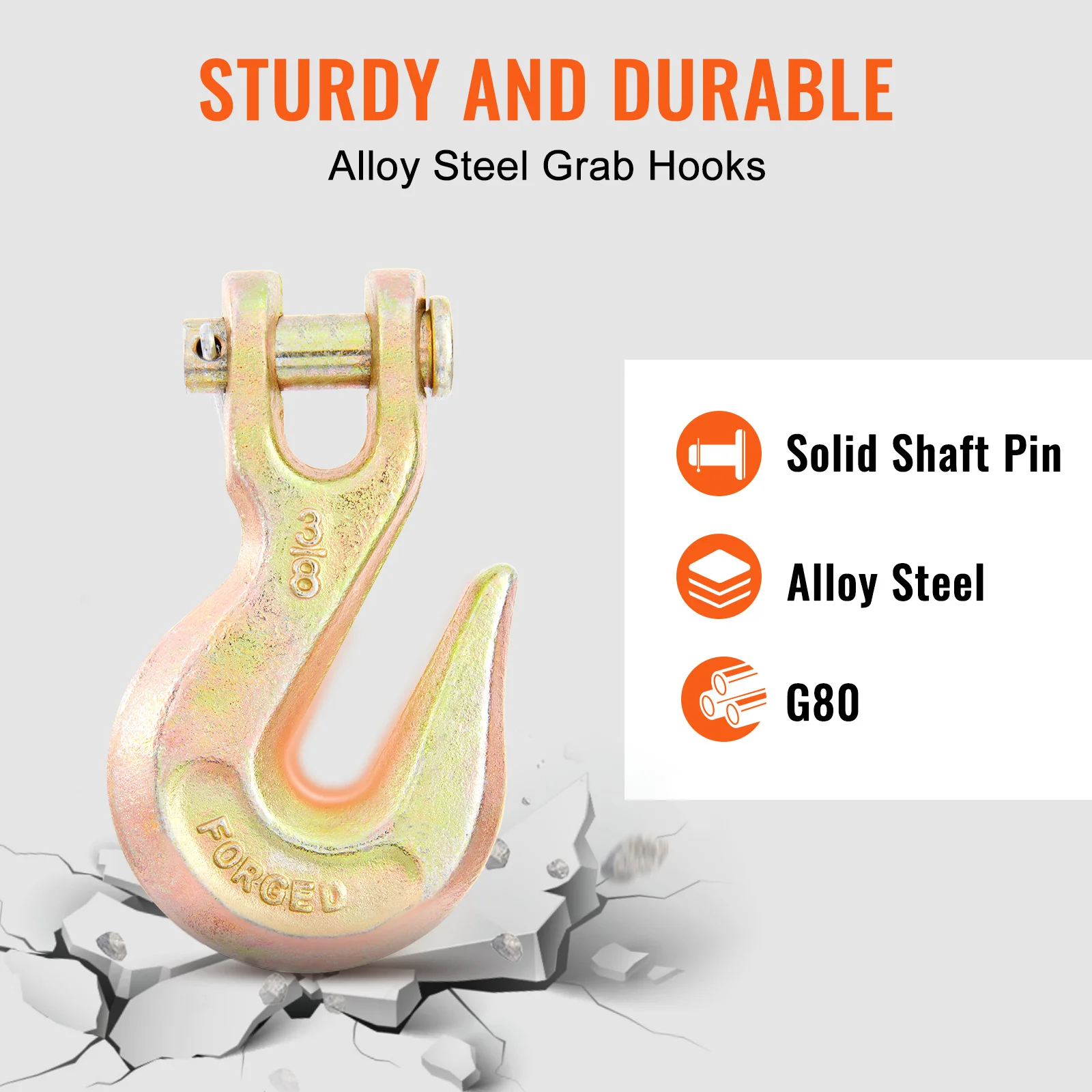 VEVOR 1/2pcs Binder Chain Trailer Tow Zinc Plated Truck with Safety Grab Hooks for Logging Binder Tie Down Transport Flatbed