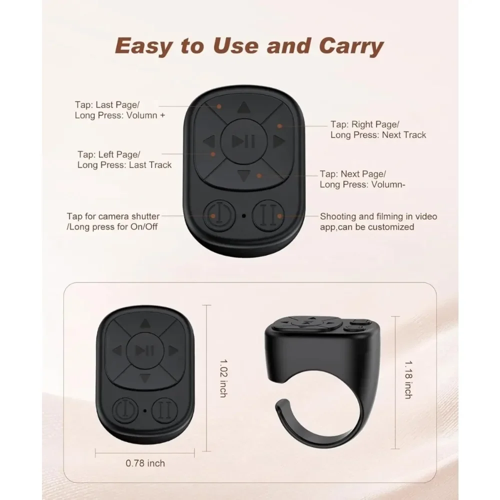 Remote Control Is Suitable for iPhone iPad Bluetooth Page Turning Ring Roller Both Camera Remote Control Function Compatible