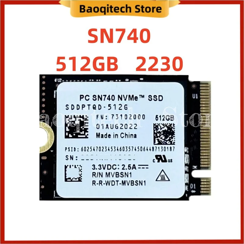 SN740 2TB 1TB 512GB 2256GB SSD M.2 2230 Gen4 PCIe 4.0 X4 NVMe Supporto WD digitale occidentale per Steam Deck Microsoft Surface ProX